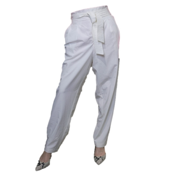 SIZE L (12-14 US) Cropped dress pant High waist White Pockets CALVIN KLEIN - Picture 2 of 15